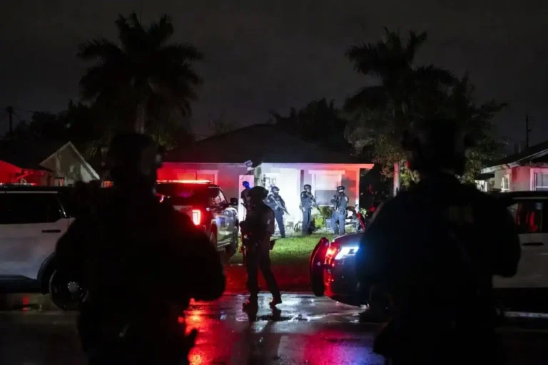 The Rip 2026 Netflix crime thriller featuring a Miami police narcotics unit at a raid scene